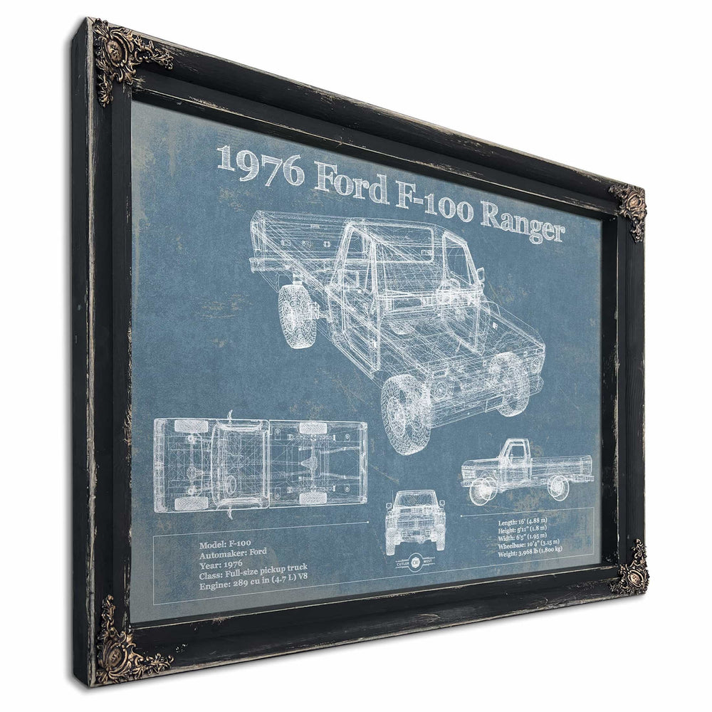 1976 Ford F-100 Ranger Blueprint Vintage Auto Print