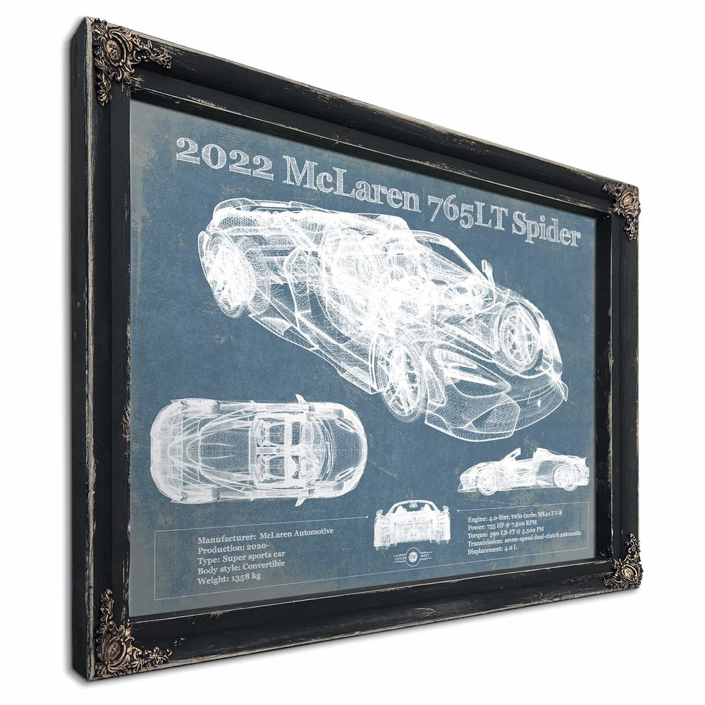 2022 McLaren 765LT Spider Blueprint Vintage Auto Print