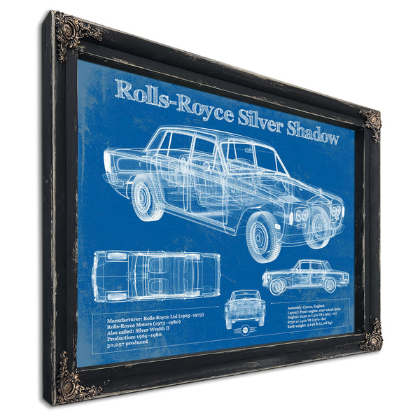 Rolls Royce Silver Shadow Vintage Blueprint Auto Print