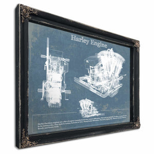 Harley-Davidson Engine Vintage Blueprint Motorcycle Engine Patent Print