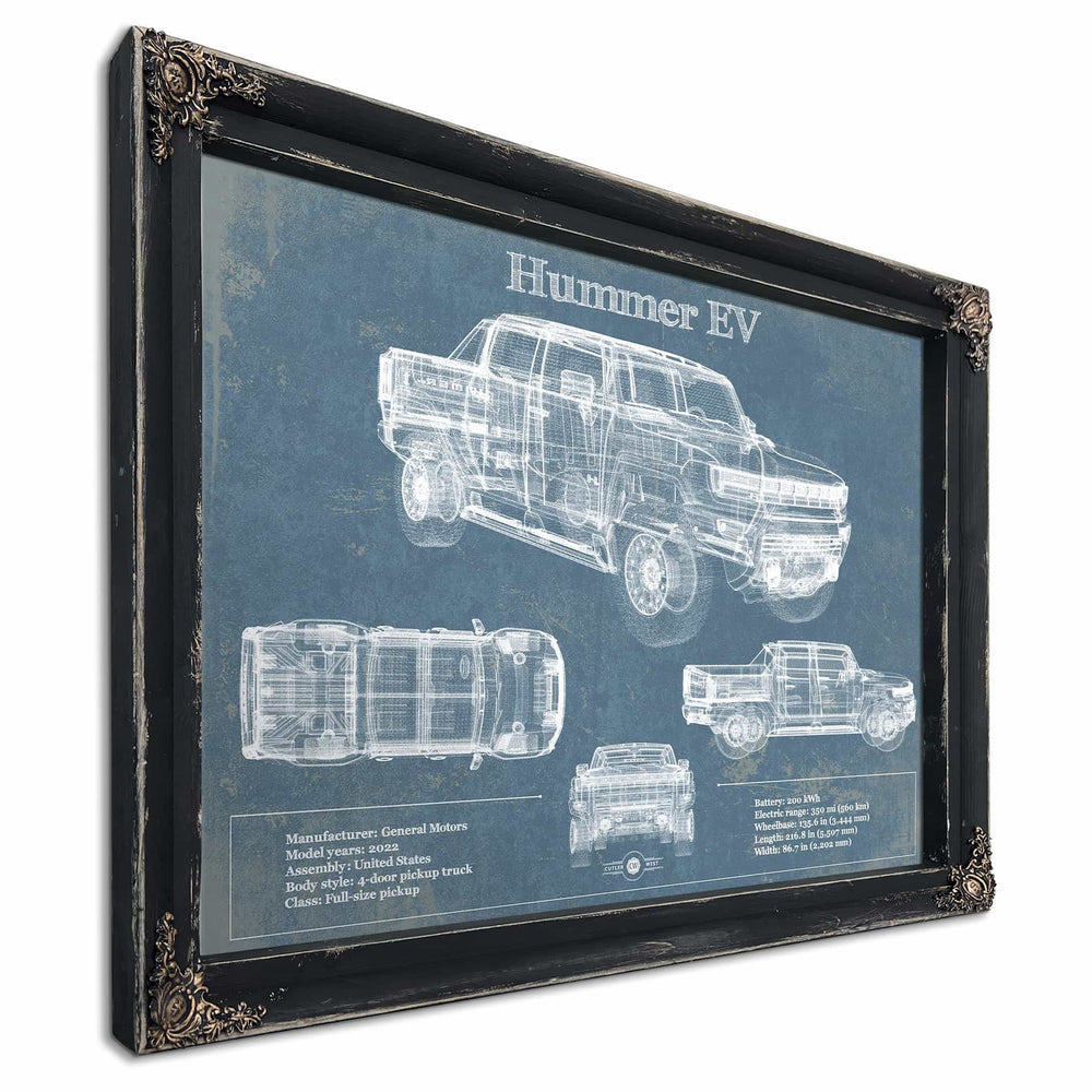 Hummer EV Blueprint Vintage Auto Print
