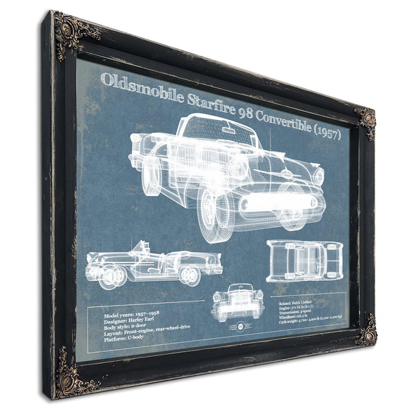 Oldsmobile Starfire 98 Convertible (1957) Blueprint Vintage Auto Print