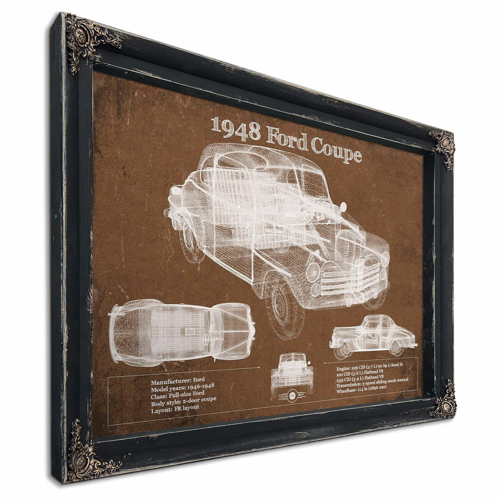 1948 Ford Coupe Vintage Blueprint Auto Print