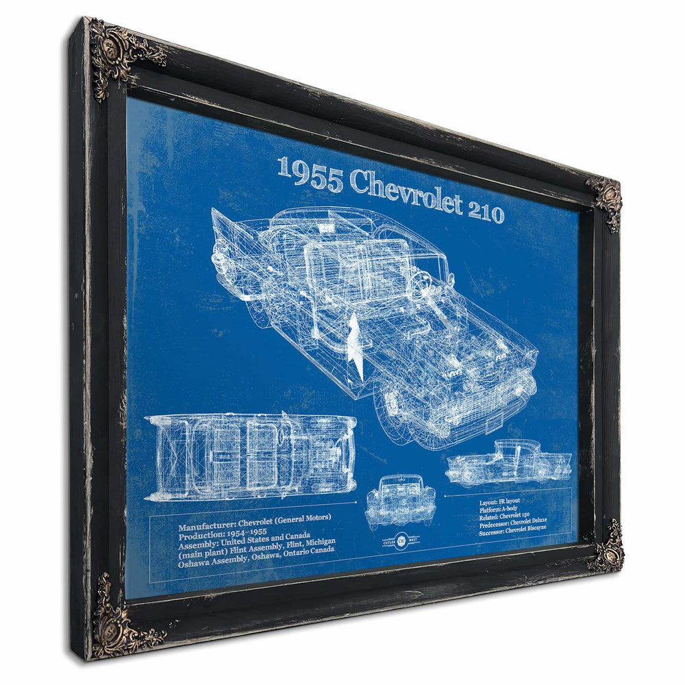 1955 Chevrolet 210 4 Door Sedan Vintage Blueprint Auto Print