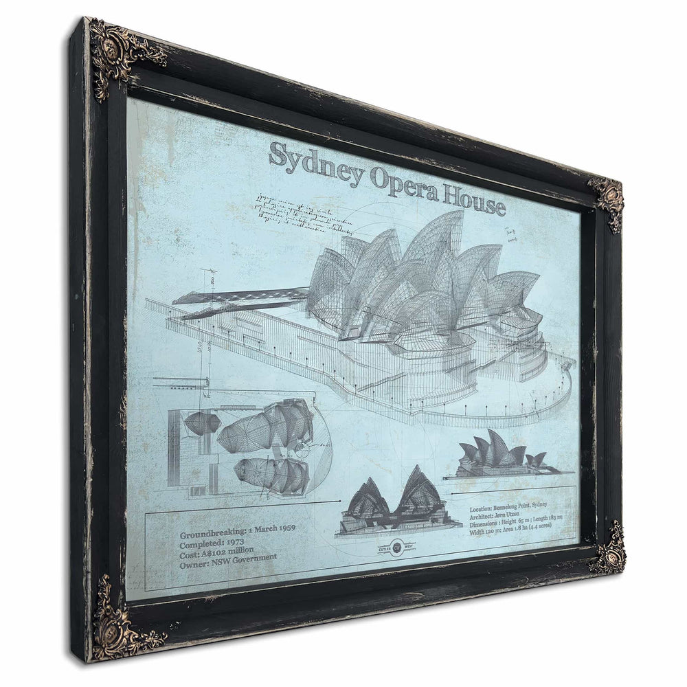 Sydney Opera House Blueprint Vintage Art Print