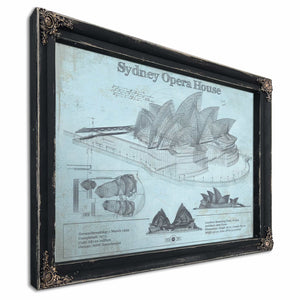 Sydney Opera House Blueprint Vintage Art Print