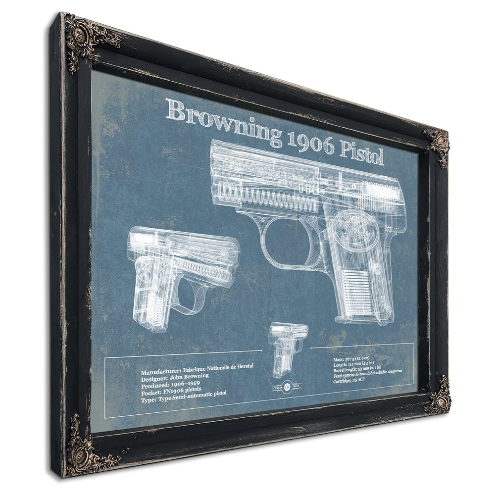 Browning 1906 Pistol Blueprint Vintage Gun Print
