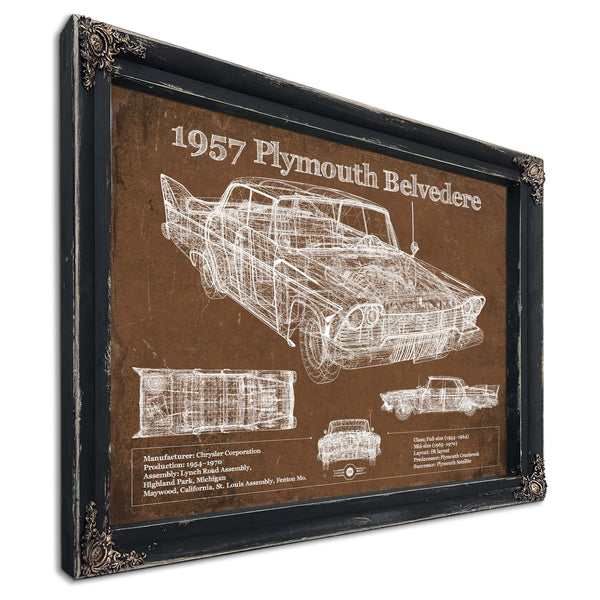 1957 Plymouth Belvedere Vintage Blueprint Auto Print