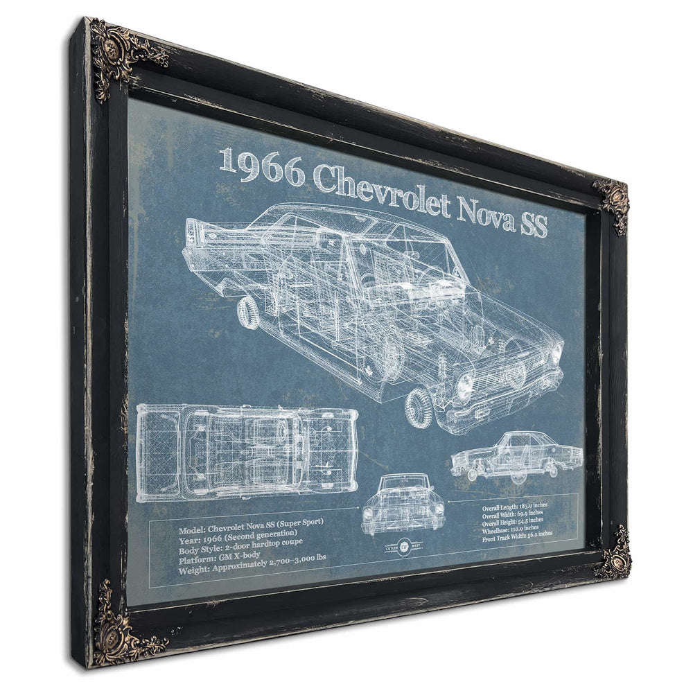 1966 Chevrolet Nova SS Blueprint Vintage Auto Patent Print