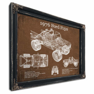 1976 Ford F150 Highboy Truck Vintage Blueprint Auto Print