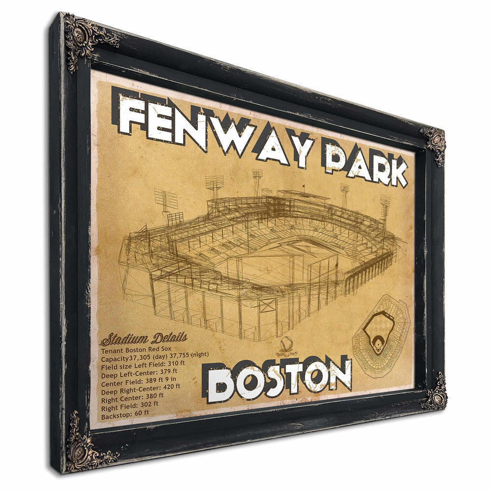 Vintage Brown Boston Red Sox - Vintage Fenway Park Baseball Print