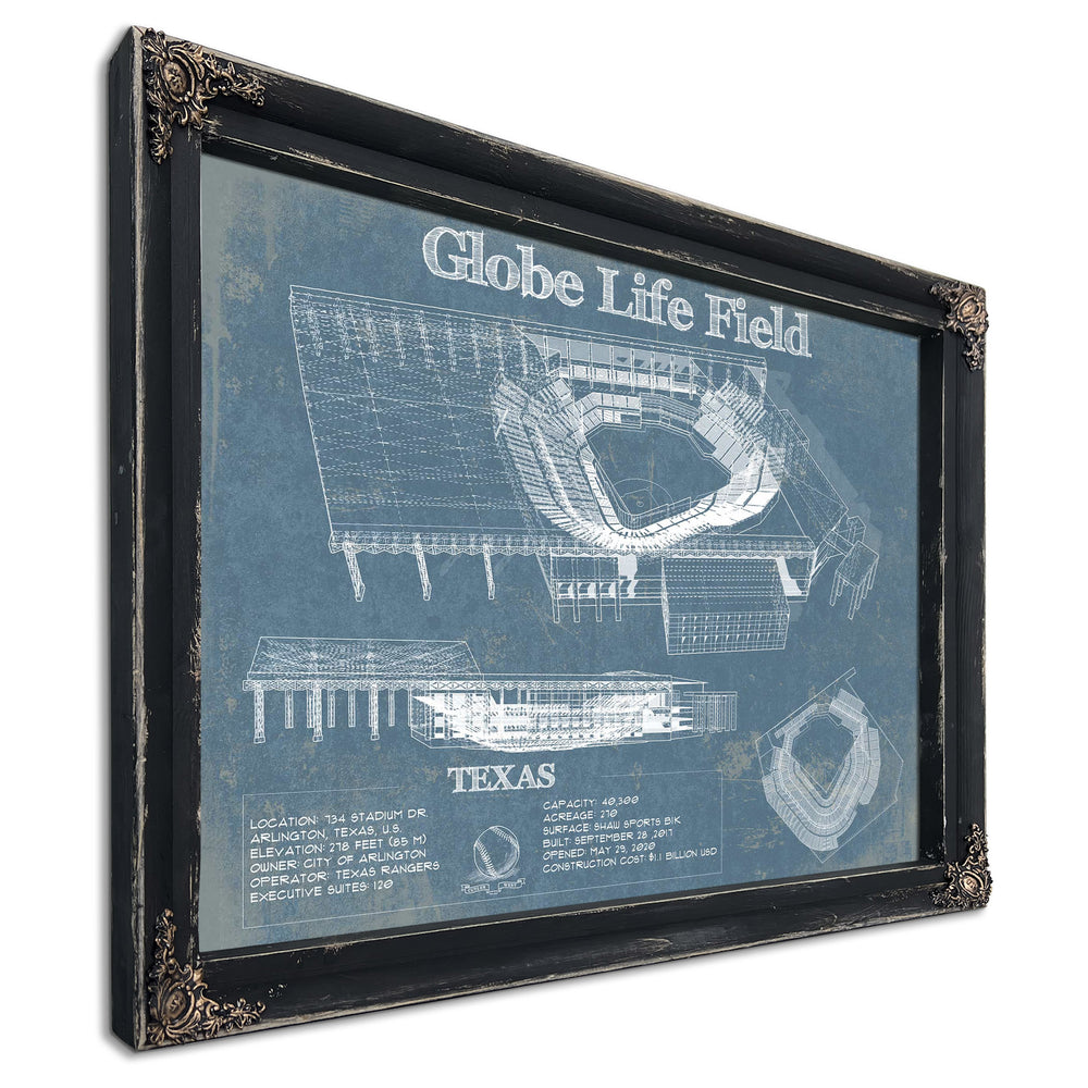 Texas Rangers -  Globe Life Field Vintage Stadium Baseball Print