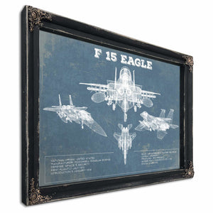 F-15 Eagle Vintage Aviation Blueprint Military Print - Custom Name and Squadron Text