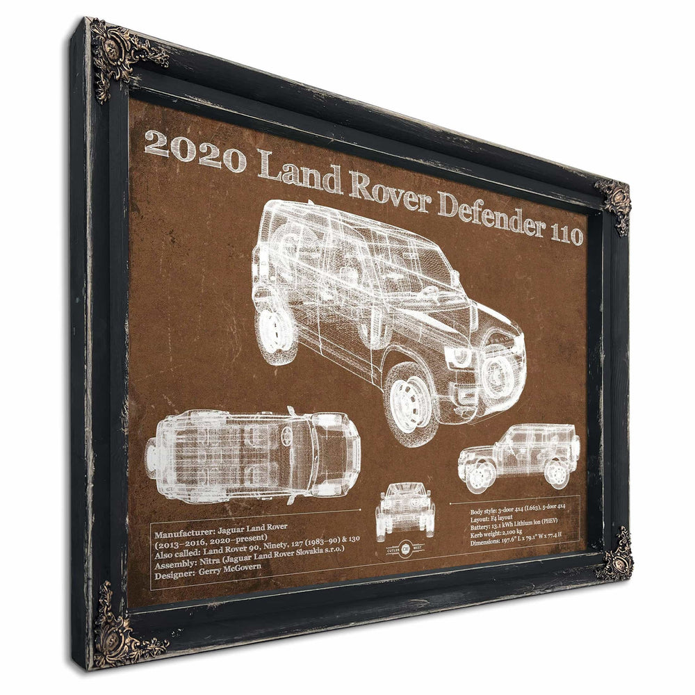 2020 Land Rover Defender 110 Vintage Blueprint Auto Print