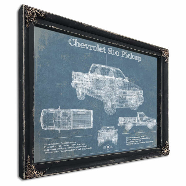 Chevrolet S10 Pickup Vintage Blueprint Auto Print