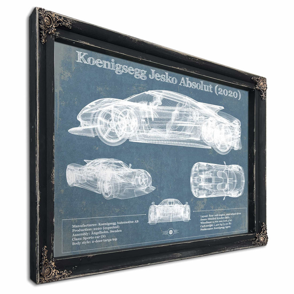 Koenigsegg Jesko Absolut 2020 Blueprint Patent Race Car Print