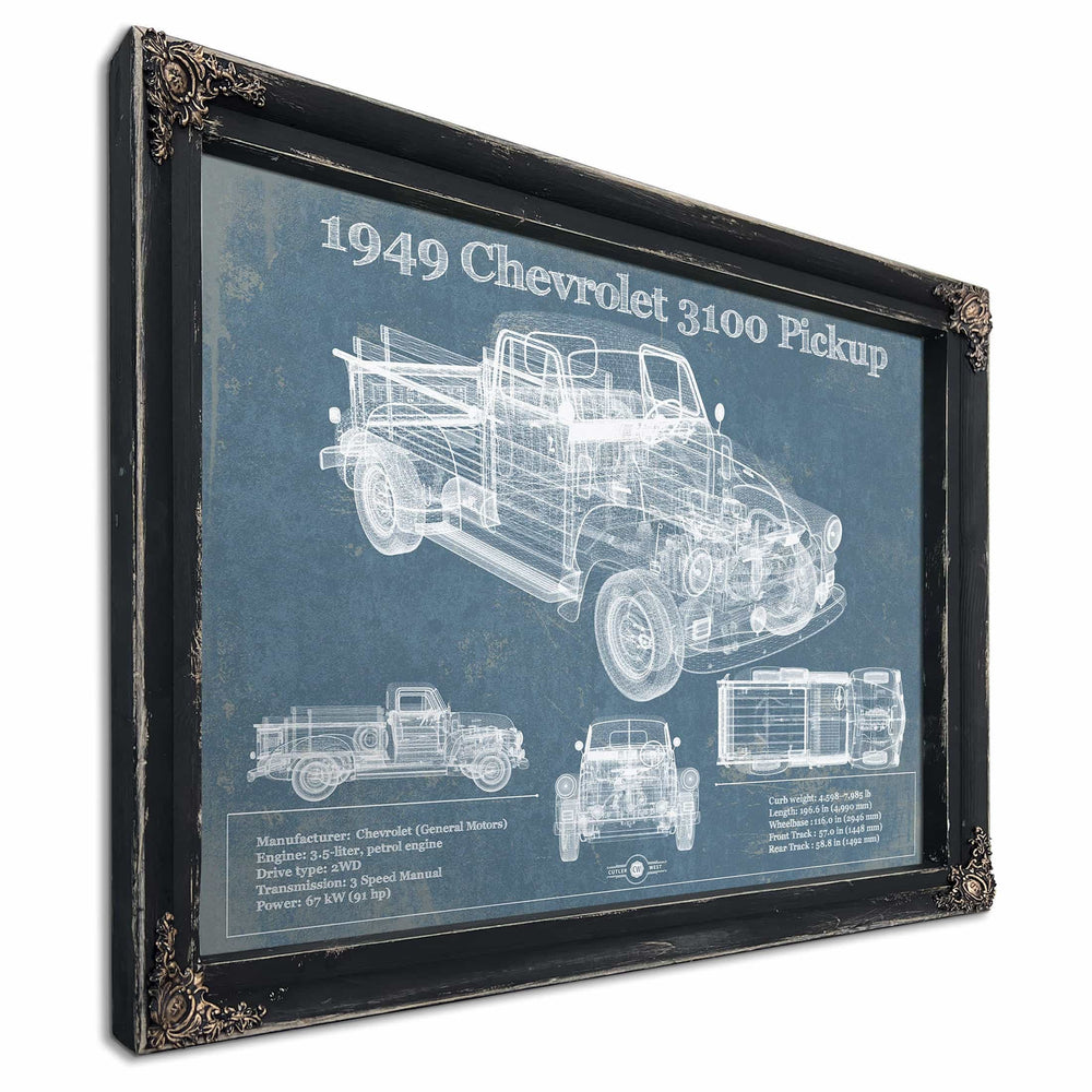 1949 Chevy 3100 Pickup - Blueprint Vintage Auto Print