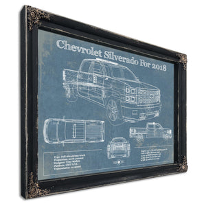 Chevrolet Silverado 2018 Blueprint Vintage Truck Patent Print