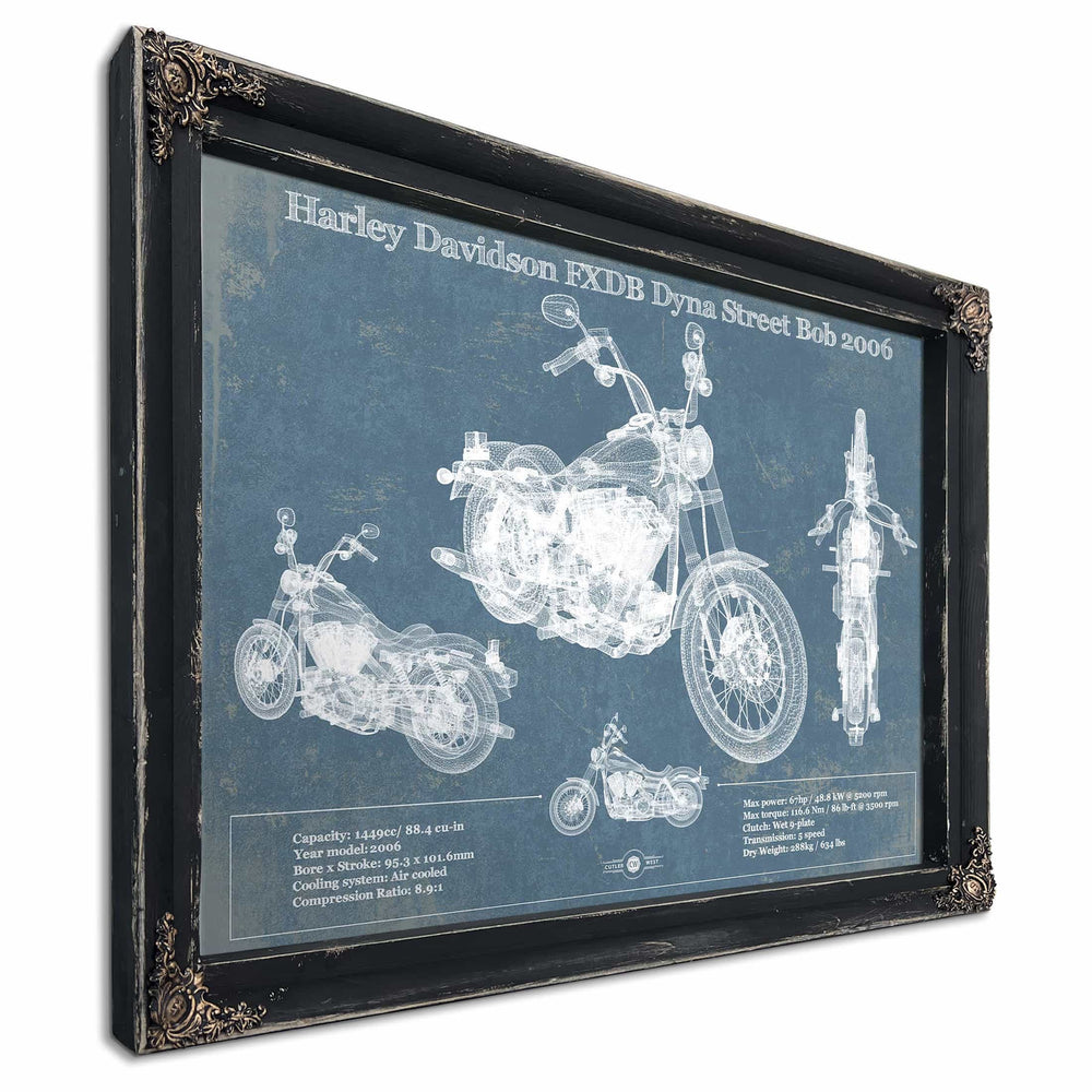 Harley Davidson FXDB Dyna Street Bob 2006 Blueprint Motorcycle Patent Print