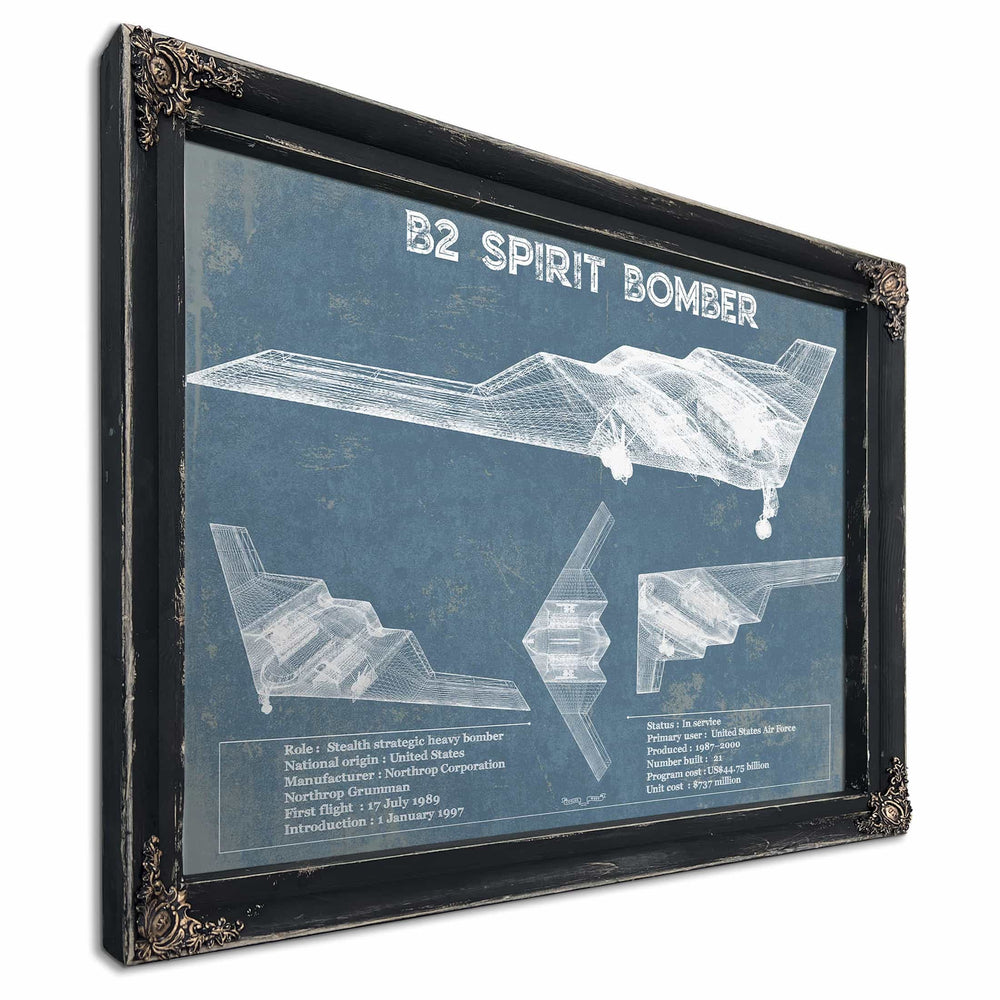 B2 Bomber Patent Blueprint Original Design Wall Art