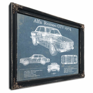 Alfa Romeo GTV 1974 Bel Air Sport Coupé Blueprint Vintage Auto Print