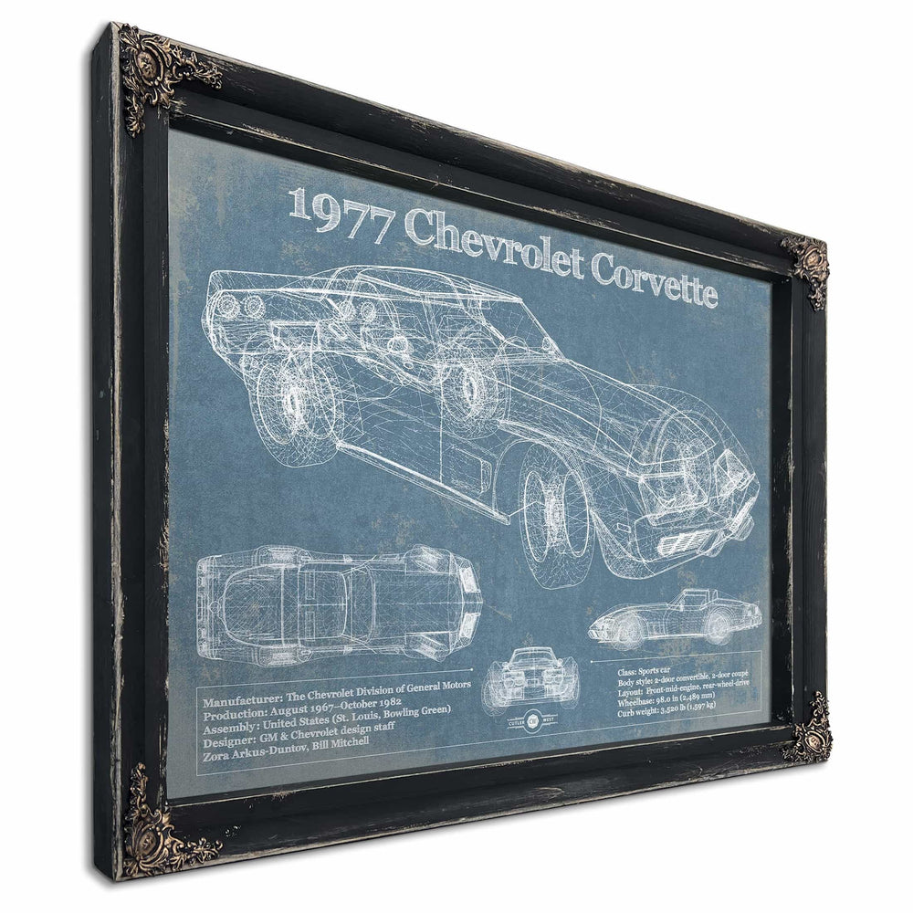 1977 Chevrolet Corvette Blueprint Vintage Auto Print