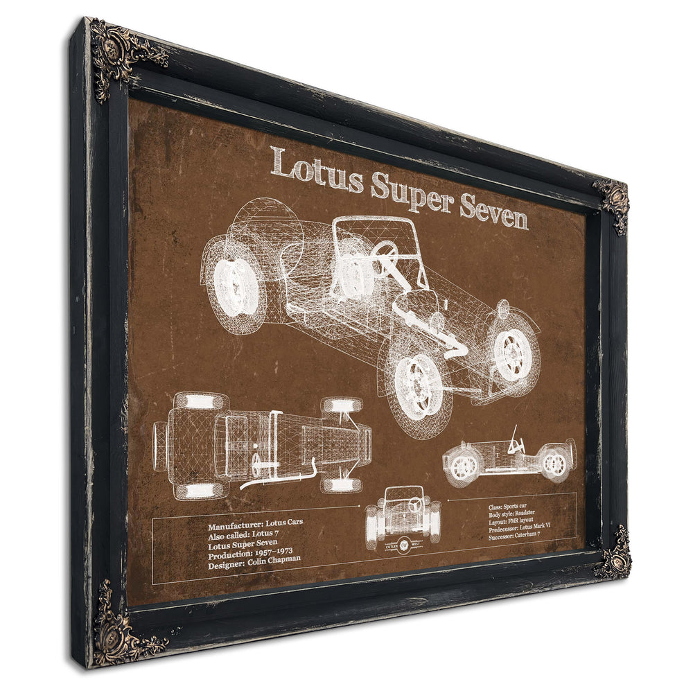 Lotus Super Seven Blueprint Vintage Auto Print
