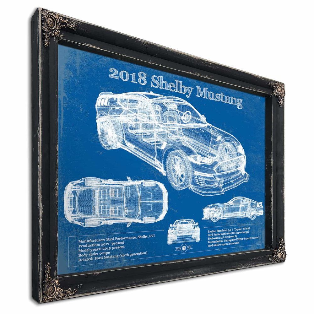 2018 Ford Mustang Shelby Super Snake Coupe Blueprint Vintage Auto Print