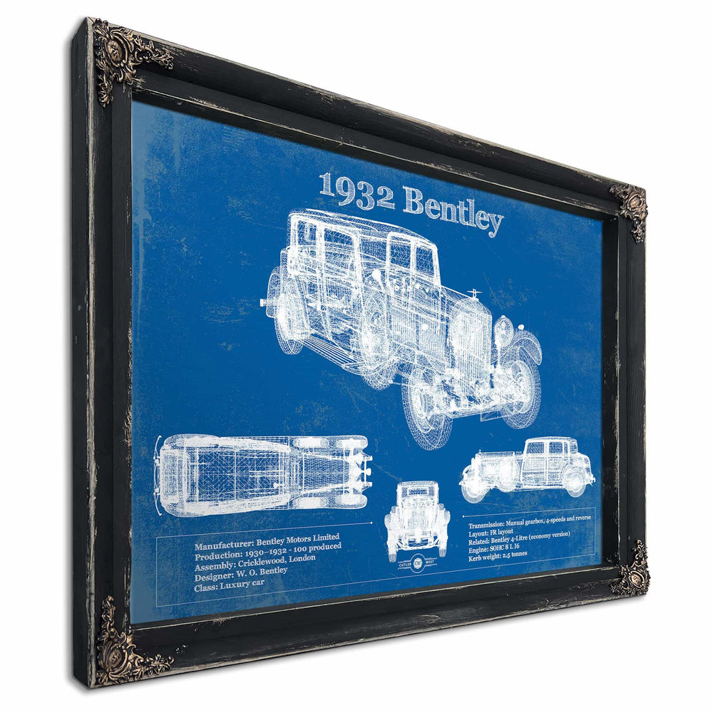1932 Bentley Vintage Blueprint Auto Print