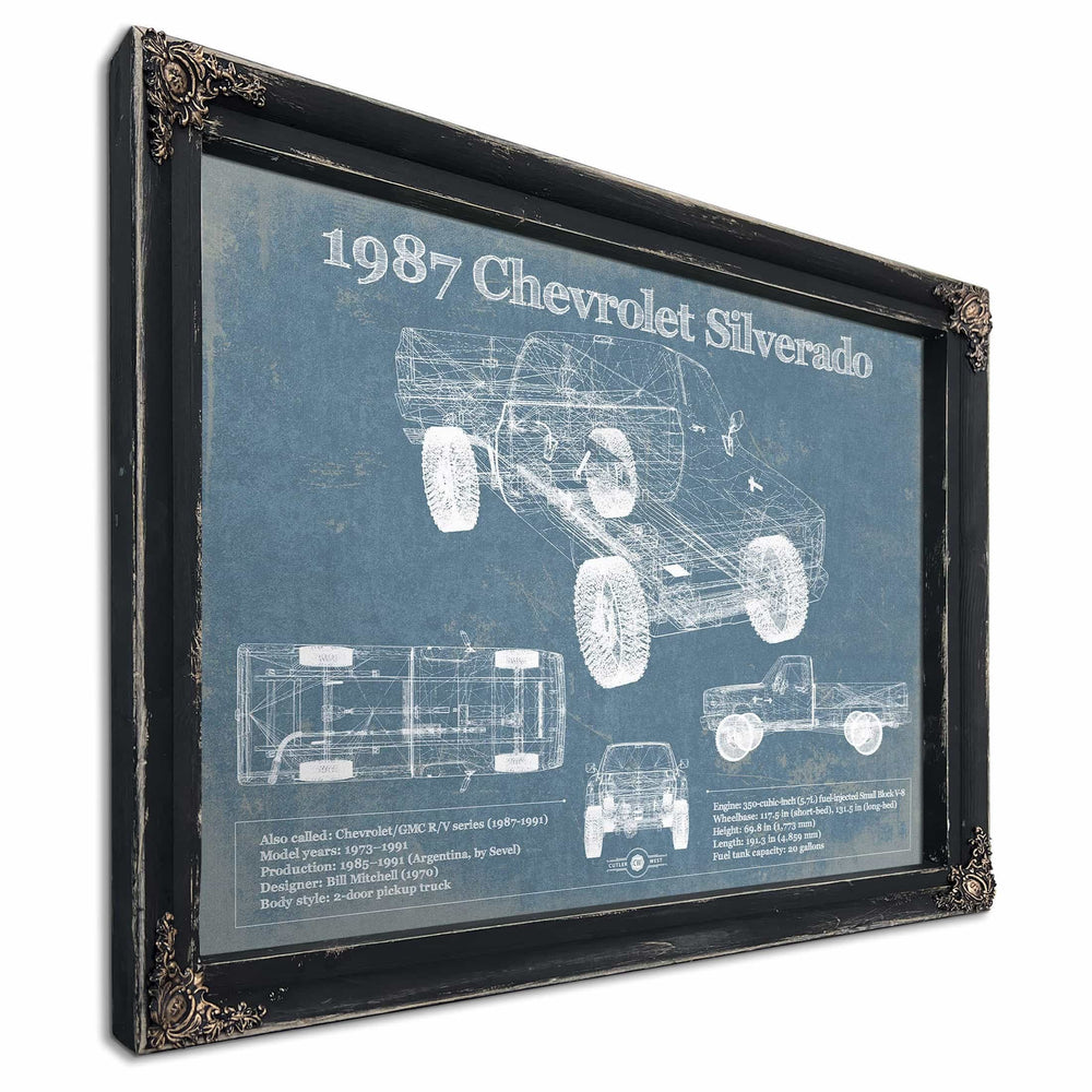 1987 Chevrolet Silverado Blueprint Vintage Auto Print