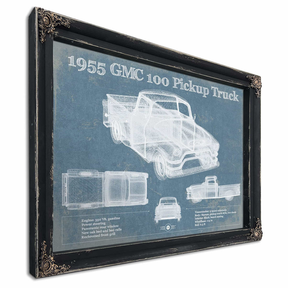 1955 GMC 100 Pickup Truck Vintage Blueprint Auto Print