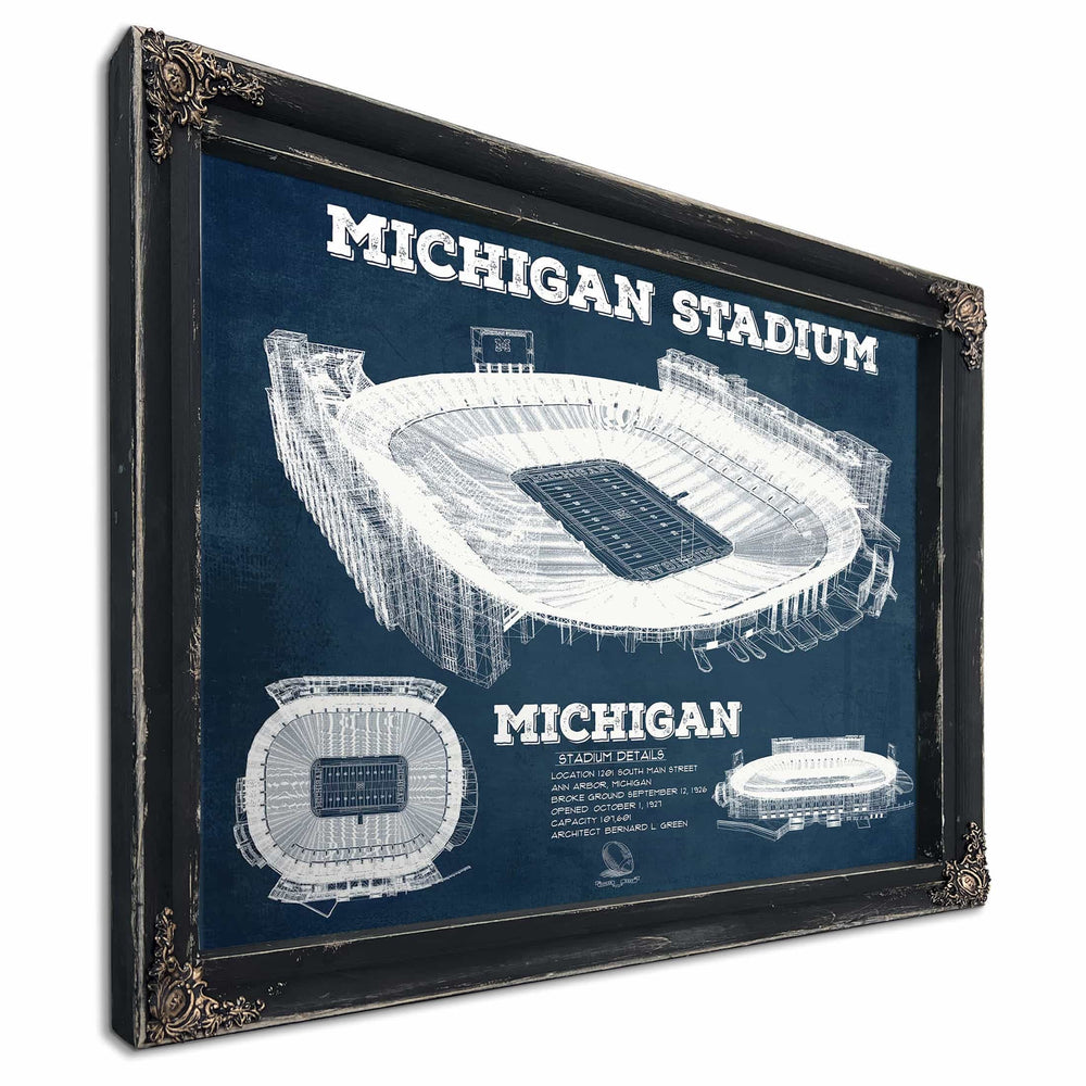 Michigan Wolverines Art - Michigan Stadium Vintage Stadium Blueprint Art Print