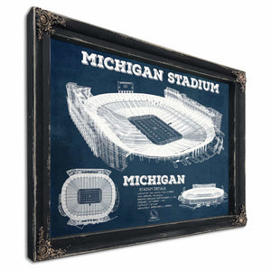 Michigan Wolverines Art - Michigan Stadium Vintage Stadium Blueprint Art Print