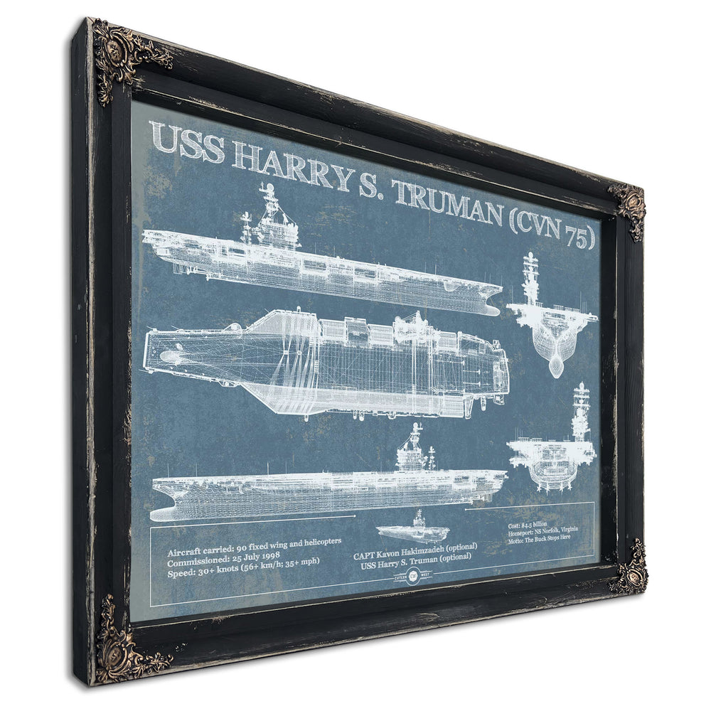 USS Harry S. Truman (CVN 75) Aircraft Carrier Blueprint Original Military Wall Art