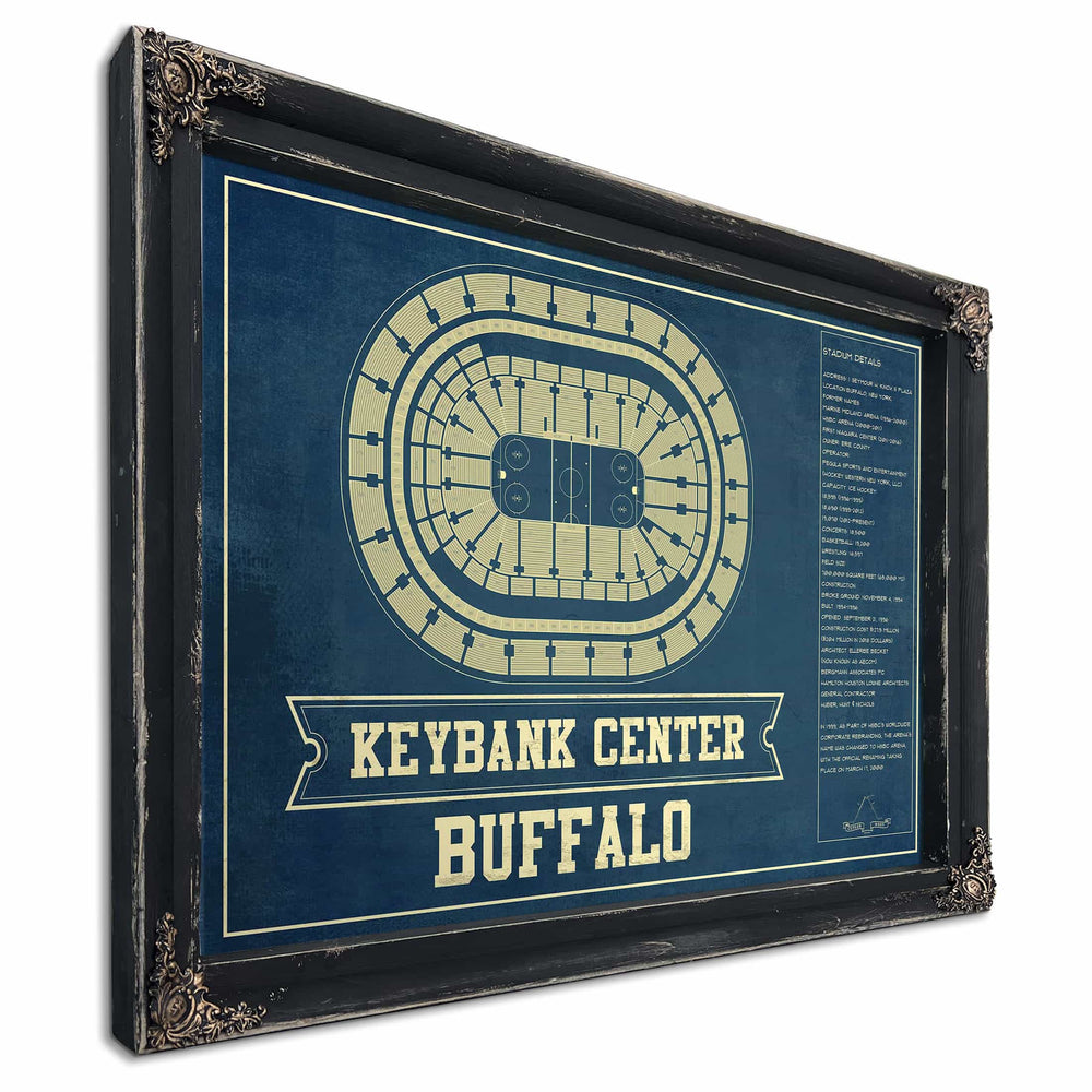 Buffalo Sabres - KeyBank Center Vintage Hockey Blueprint NHL Print