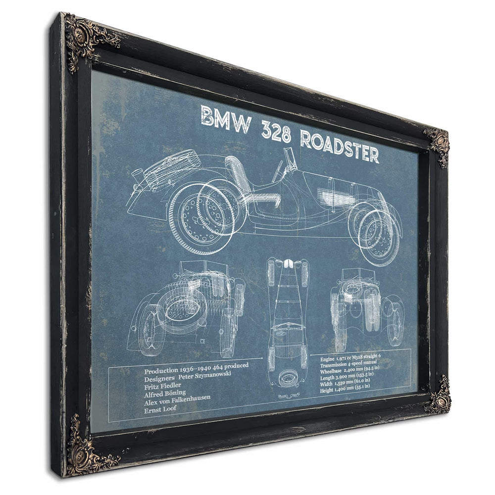 BMW 328 Roadster Blueprint Vintage Auto Print