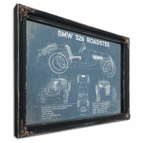 BMW 328 Roadster Blueprint Vintage Auto Print