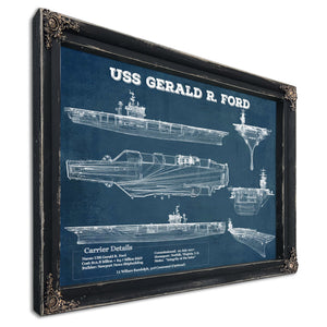 USS Gerald R. Ford (CVN-78) Aircraft Carrier Blueprint Original Military Wall Art - Customizable