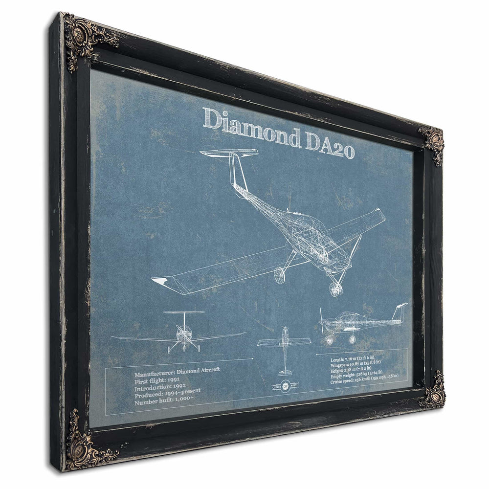 Diamond DA20 Katana Vintage Aviation Blueprint Print