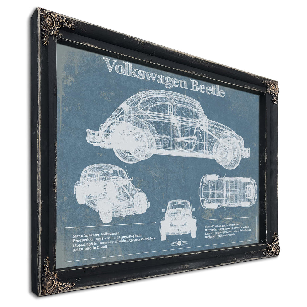 Volkswagen Beetle Blueprint Vintage Auto Print
