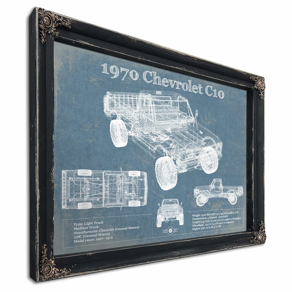 1970 Chevrolet C10 Pickup Vintage Blueprint Auto Print