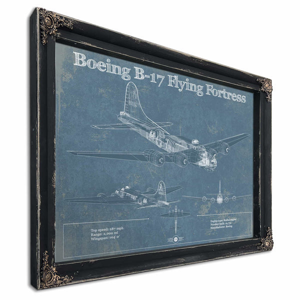 Boeing B-17 Flying Fortress  Vintage Aviation Blueprint - Custom Pilot Name Can Be Added