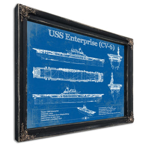 USS Enterprise (CV-6) Aircraft Carrier Blueprint Original Military Wall Art - Customizable