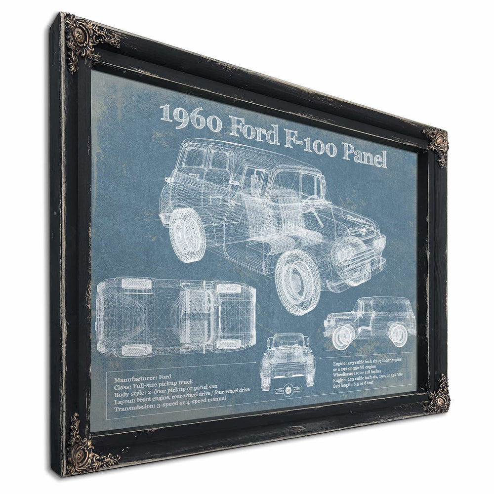 1960 Ford F-100 Panel Truck Vintage Blueprint Auto Print