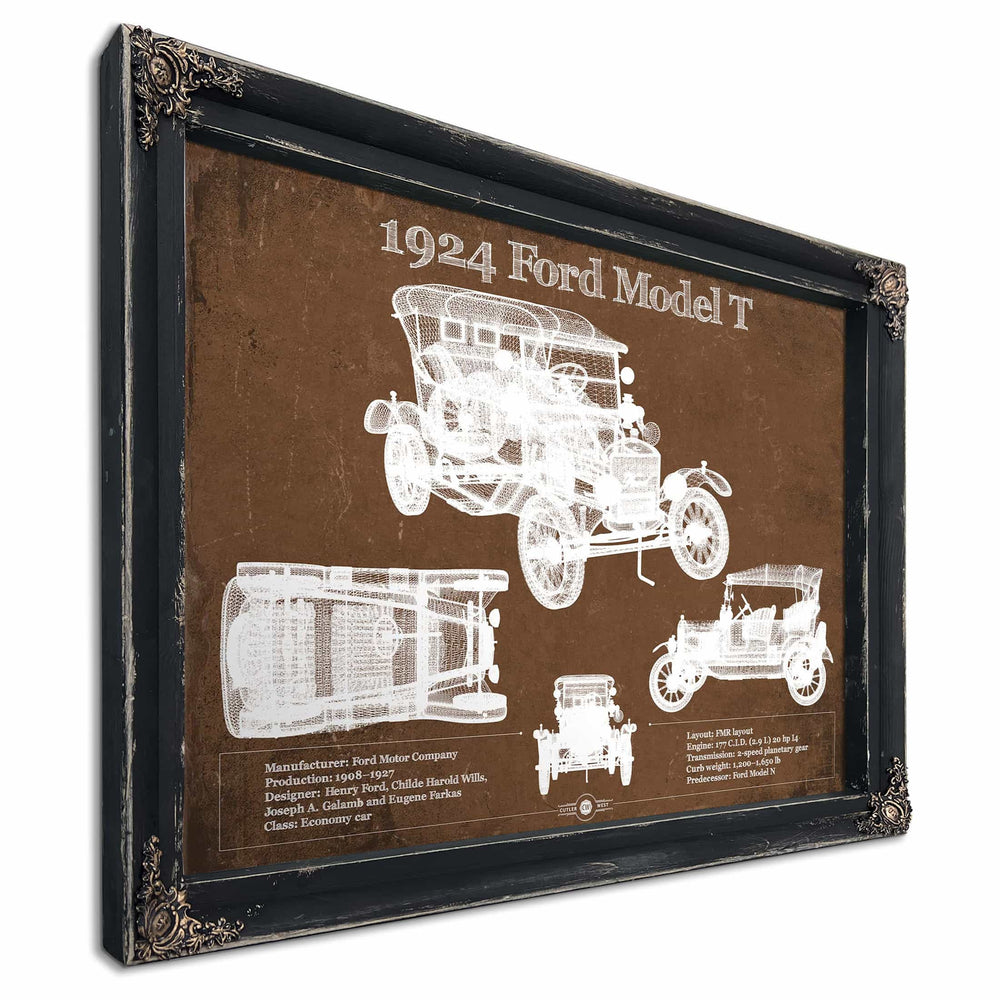 1924 Ford Model T Vintage Blueprint Auto Print