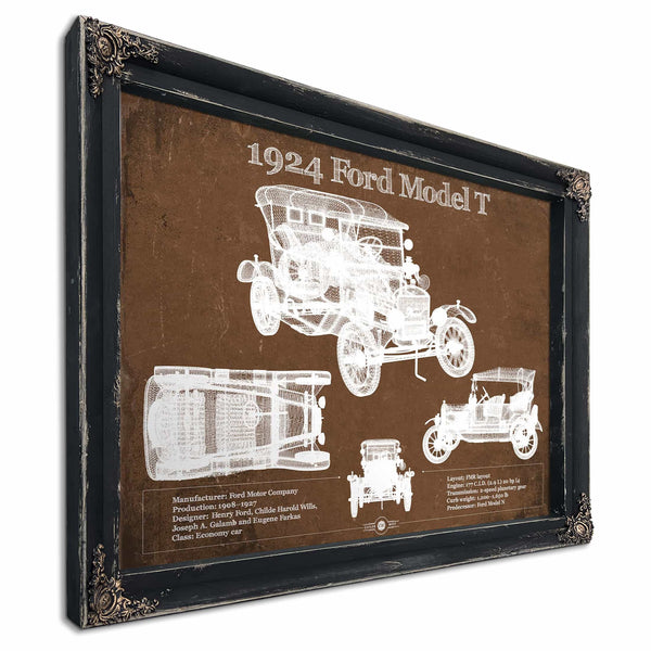 1924 Ford Model T Vintage Blueprint Auto Print