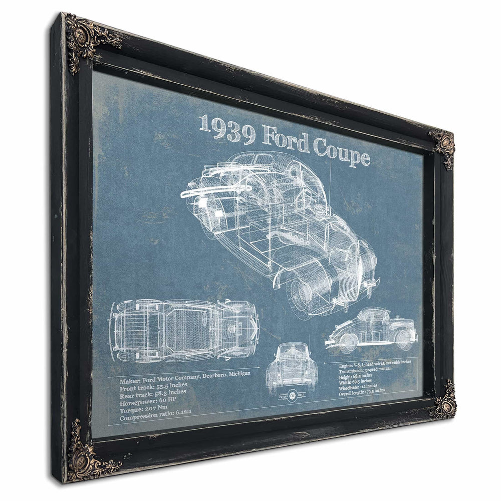 1939 Ford Coupe Vintage Blueprint Auto Print