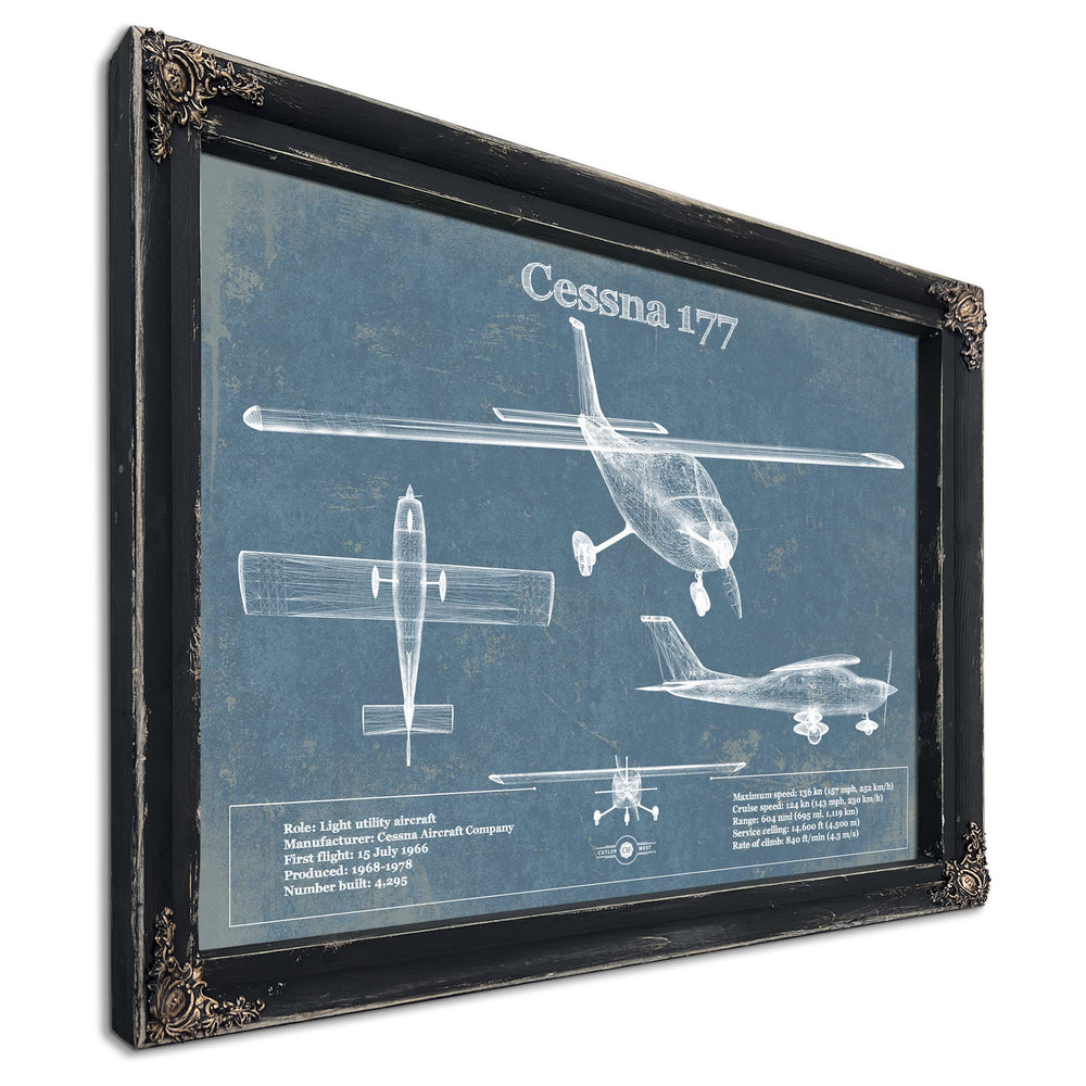 Cessna 177 (Cardinal) Vintage Blueprint Airplane Print