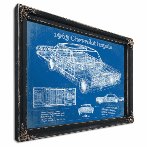 1963 Chevrolet Impala Blueprint Vintage Auto Print