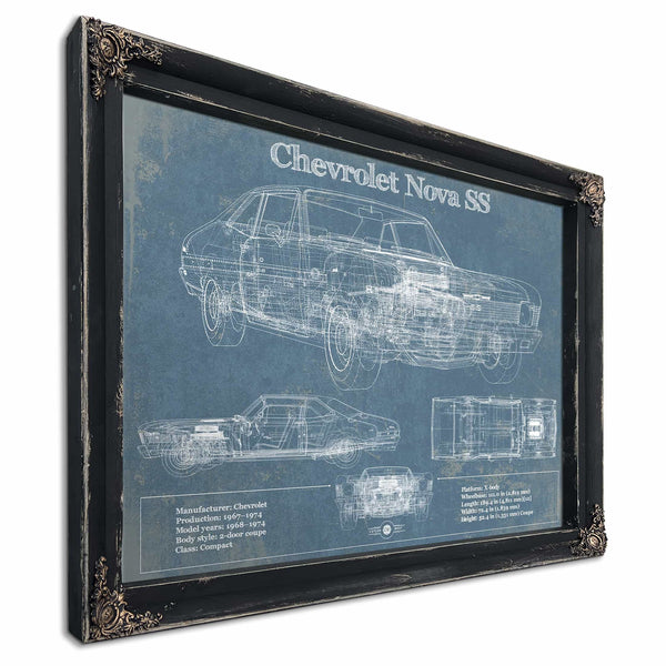 Chevrolet Nova SS Blueprint Vintage Auto Patent Print